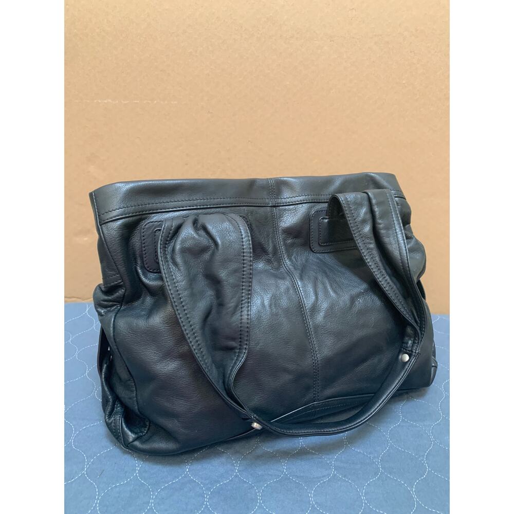 B MAKOWSKY Large Butter Soft Black Leather Double Strap Shoulder Bag Tote - Picture 15 of 16